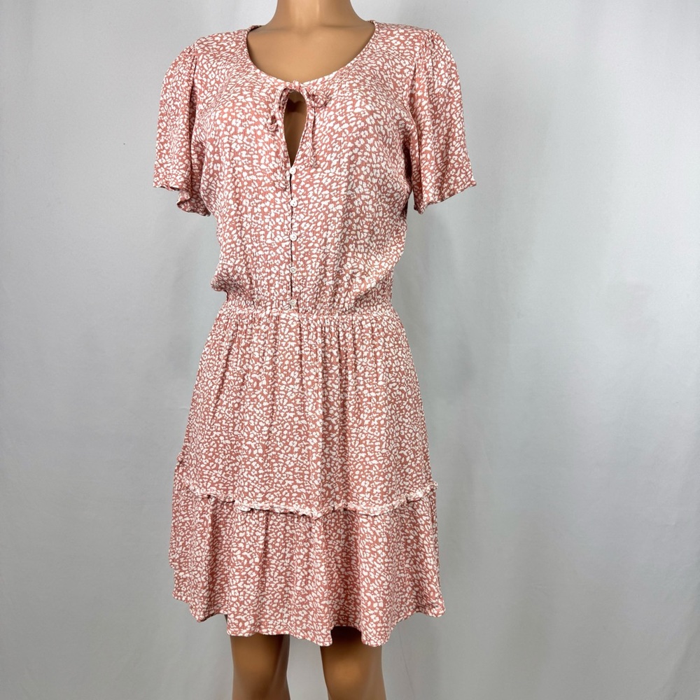 Abercrombie & Fitch Dress Ditsy Pink Leopard Mini Y2K 90s Summer Casual Sz M - Picture 6 of 13